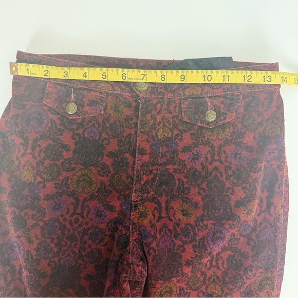 NWOT Free People Brocade Crop Flare Pants Red Multicolor Size 2 - Picture 7 of 12
